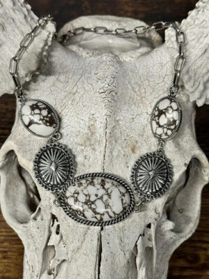 White Turquoise & Concho Necklace