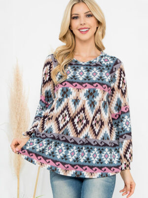 Aztec Puff Sleeve